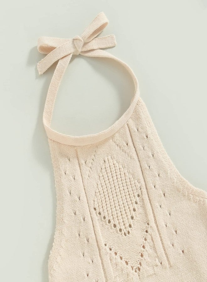 BULINGNA Baby Girl Summer Outfit Sleeveless Halter Neck Knitted Romper + Denim Shorts + Bow Headband Newborn Infant Clothes (Blue, 6-12 Months) - Image 5