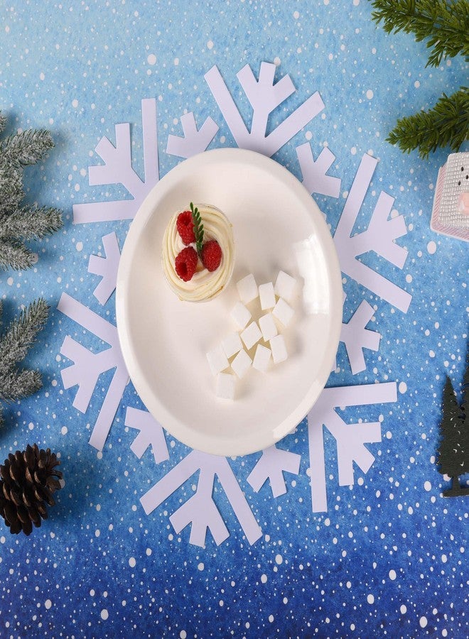 AimFun 50Pcs Christmas Snowflake Placemats Winter Xmas Snowflakes Disposable Paper Table Mats 13 Inch White Hollow Out Paper Cutouts for Frozen Wonderland Holiday Party Supplies - Image 4