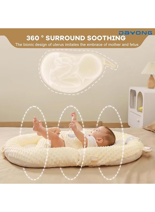 DUNISO عش نوم الأطفال، سرير حديثي الولادة القابل للطي، سرير سفر مريح لحديثي الولادة، وسادة مريحة وعش مع وسادة، وسادة مضادة للارتجاع، استخدام مزدوج الجوانب، سرير بيونيك متعدد الوظائف، مناسب للسفر وغرفة النوم وغرفة المعيشة. (بيج) - Image 3