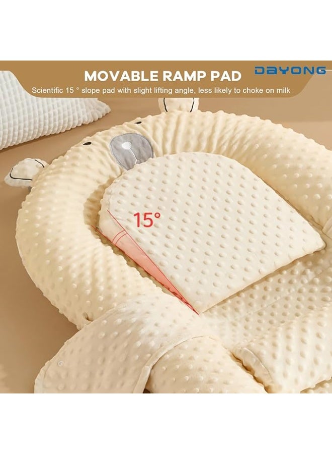 DUNISO عش نوم الأطفال، سرير حديثي الولادة القابل للطي، سرير سفر مريح لحديثي الولادة، وسادة مريحة وعش مع وسادة، وسادة مضادة للارتجاع، استخدام مزدوج الجوانب، سرير بيونيك متعدد الوظائف، مناسب للسفر وغرفة النوم وغرفة المعيشة. (بيج) - Image 5