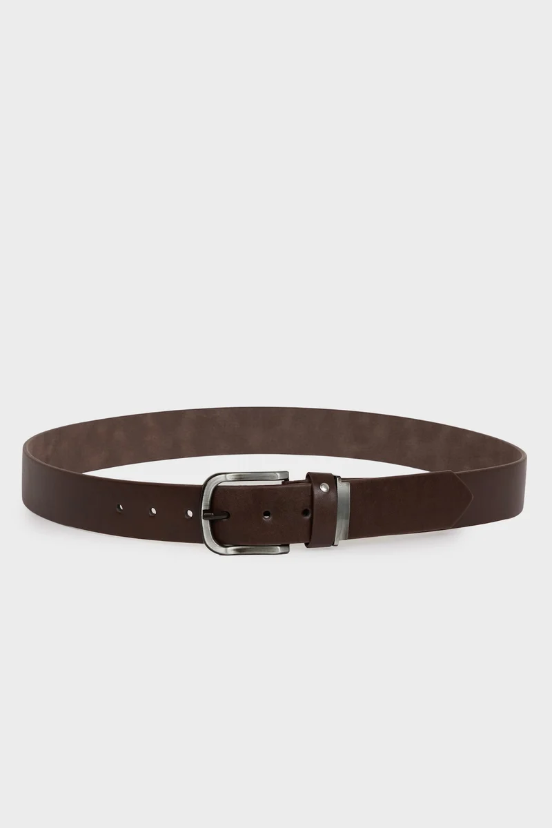 Man Rectangle Clasp Faux Leather