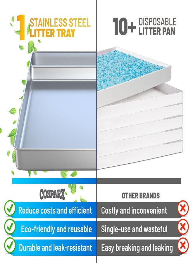 COSPARX Reusable Cat Litter Tray Compatible with Petsafe-ScoopFree Litter Box, Upgraded Clip-on Designed Waste Extender, Stainless Steel Litter Tray Never Stains, Absorb Odors & Easier to Clean - Image 5