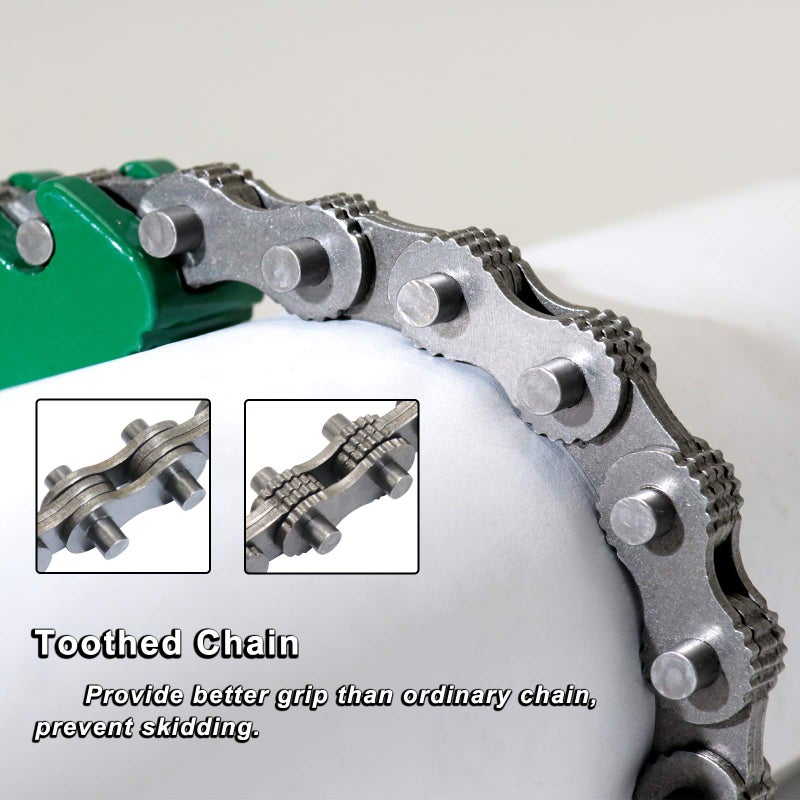 boeray 9 Inch Heavy Duty Ratcheting Chain Wrench Reversible Oil Filter Tool Pipe Fittings Tools Fit Max 5 Inch Diameter With Toothed Chain - Image 3