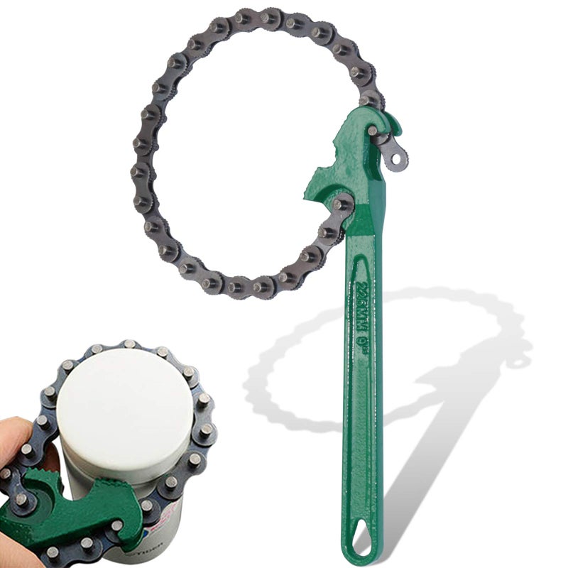boeray 9 Inch Heavy Duty Ratcheting Chain Wrench Reversible Oil Filter Tool Pipe Fittings Tools Fit Max 5 Inch Diameter With Toothed Chain - Image 1