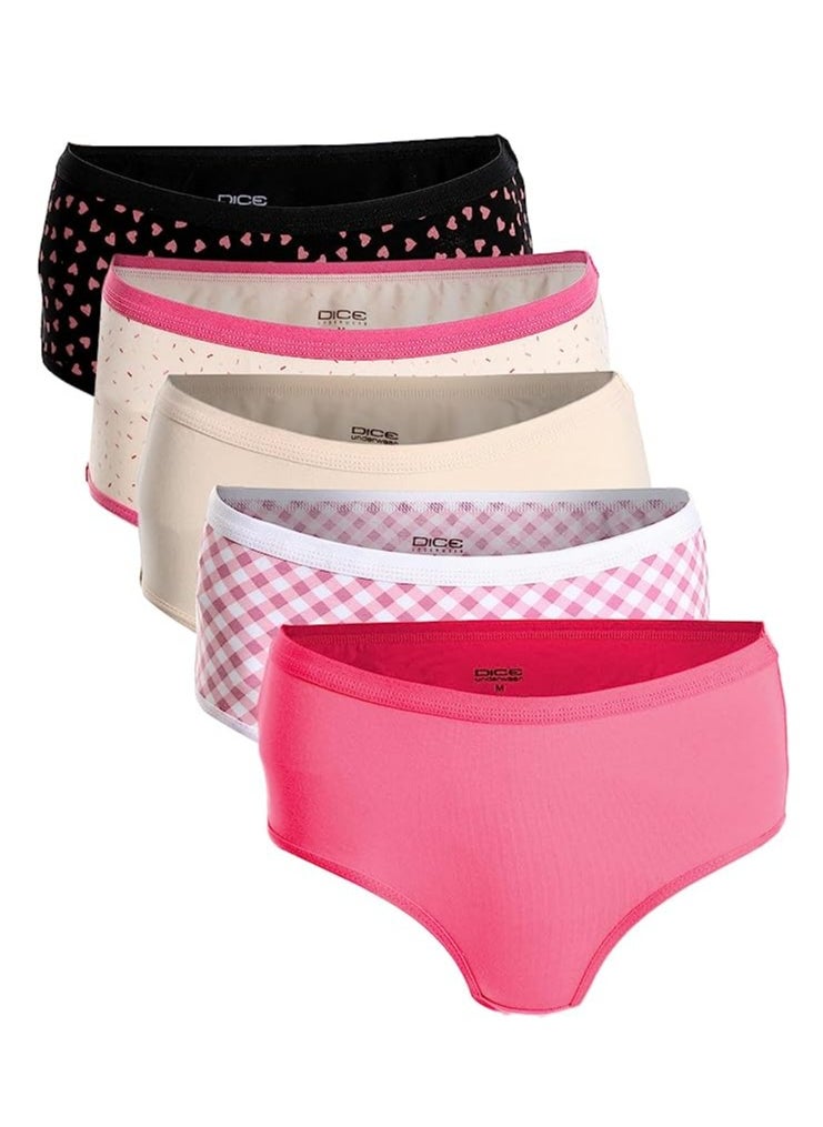 DICE - Pack of 5 Cotton Classic Brief Panties for Women - Image 1