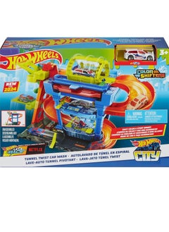 Tunnel Twist Car Wash & Color Shifters Vehicle in 1:64 Scale