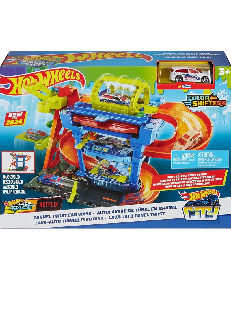 Hot Wheels - Tunnel Twist Car Wash & Color Shifters Vehicle in 1:64 Scale - Image 1