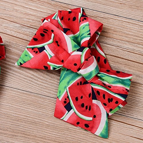 Kashoer Newborn Baby Girls Watermelons Printed Ruffle Bodysuit with Headband (12-18M, Watermelon) - Image 5