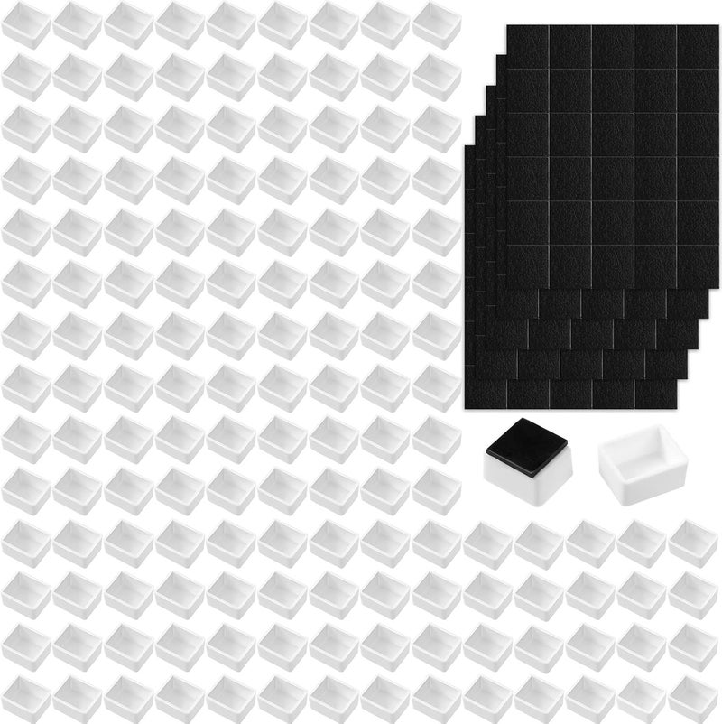 Queekay كويكاي 150 قطعة من الأواني نصف الفارغة للألوان المائية مع 150 قطعة من شرائط المغناطيس حاويات طلاء بلاستيكية بيضاء للفنانين تناسب الألوان الزيتية أو الأكريليك للسفر والرسم - Image 1