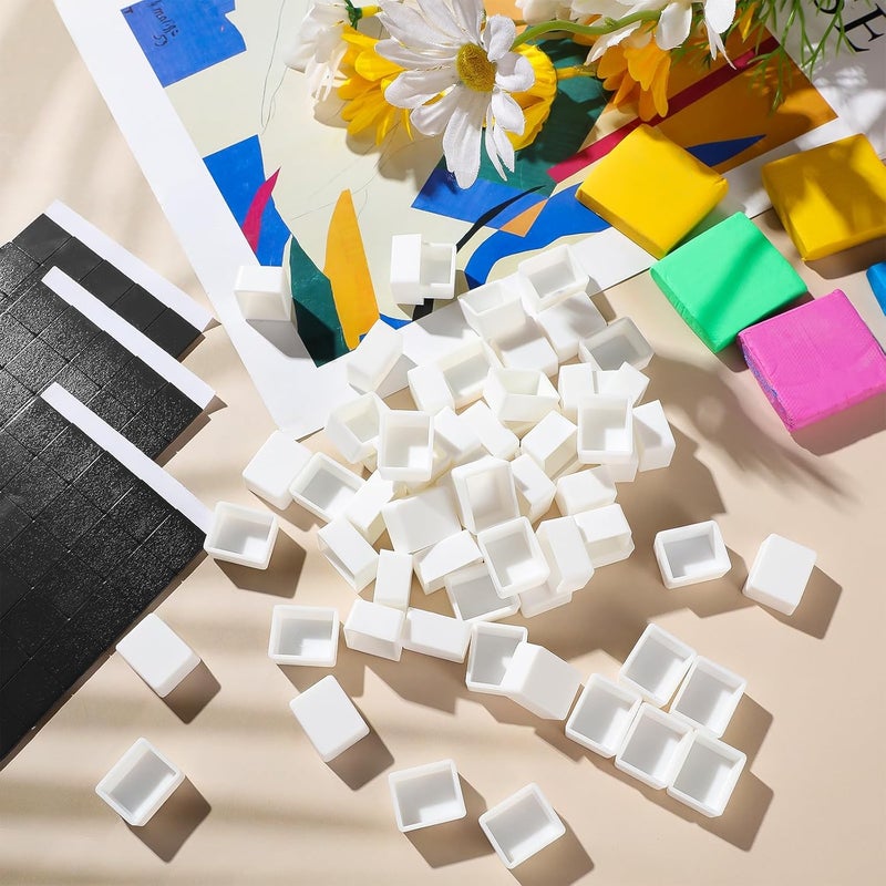 Queekay كويكاي 150 قطعة من الأواني نصف الفارغة للألوان المائية مع 150 قطعة من شرائط المغناطيس حاويات طلاء بلاستيكية بيضاء للفنانين تناسب الألوان الزيتية أو الأكريليك للسفر والرسم - Image 5