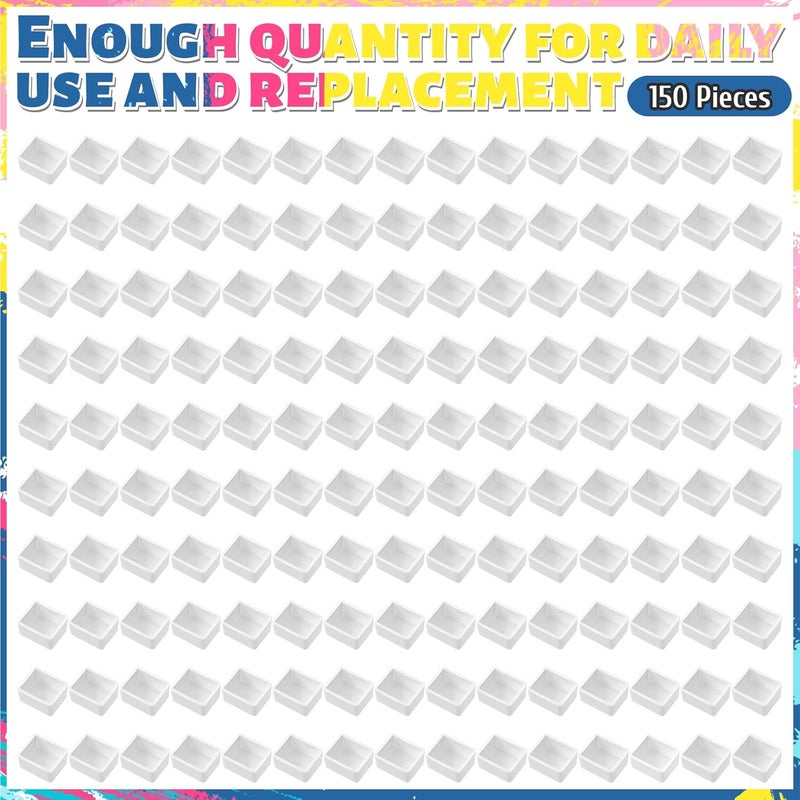 Queekay كويكاي 150 قطعة من الأواني نصف الفارغة للألوان المائية مع 150 قطعة من شرائط المغناطيس حاويات طلاء بلاستيكية بيضاء للفنانين تناسب الألوان الزيتية أو الأكريليك للسفر والرسم - Image 2