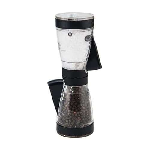 KAMENSTEIN One-Handed 2-in-a-1 Dual Salt and Pepper Grinder-Adjustable and Refillable, 8-Inch, Black - Image 1