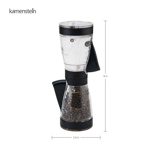 KAMENSTEIN One-Handed 2-in-a-1 Dual Salt and Pepper Grinder-Adjustable and Refillable, 8-Inch, Black - Image 2