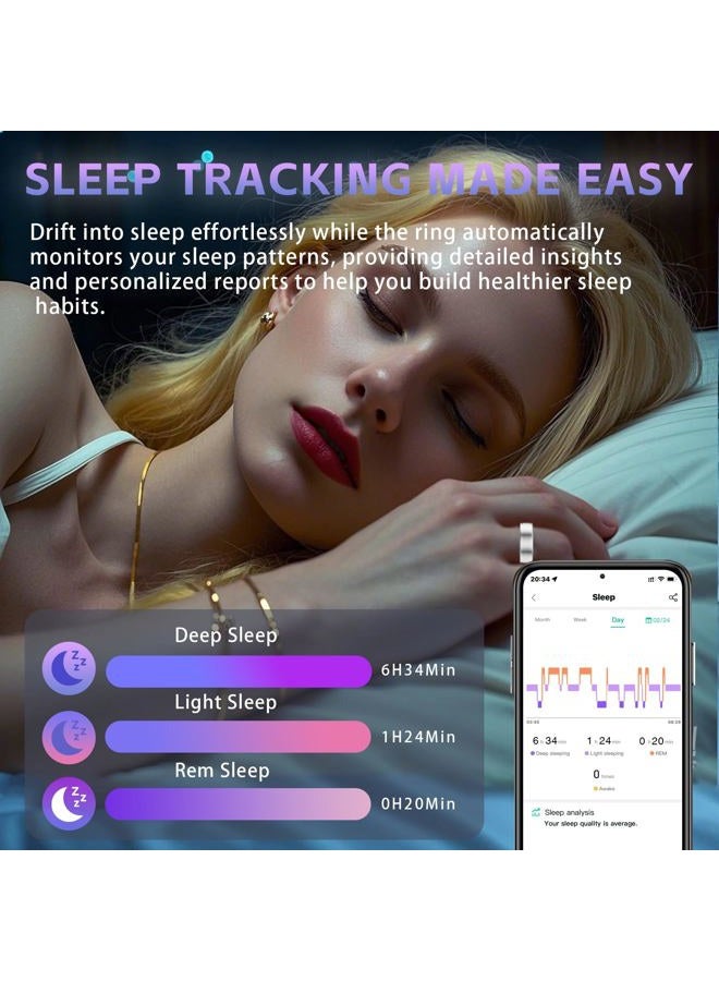 Anarow Smart Ring Health Tracker, Fitness Tracker Ring for Women Men, Monitoring of Pedometer, SpO2, Sleep Quality, Heart Rate, No Subscription Fee, Sport Rings for iOS & Android (Silver 7) - Image 2