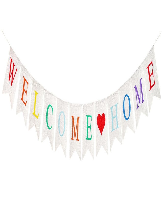 CROWNOS Burlap Welcome Home Decoration - Colorful Welcome Home Sign for Military Army Homecoming Party Decor - Image 2