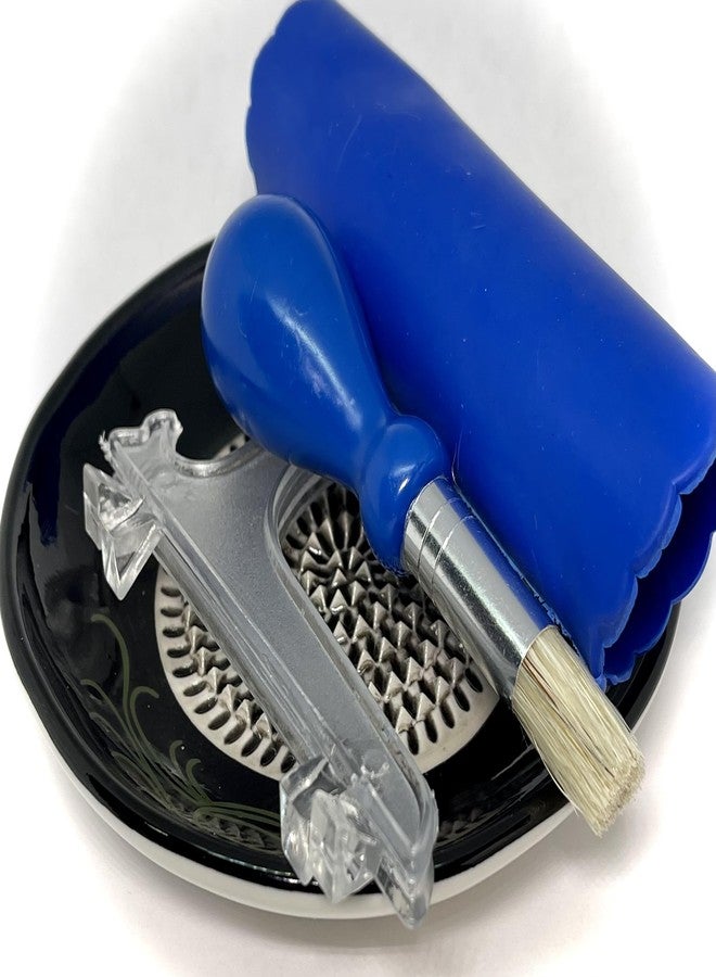 BonCera, All-in-one Premium Ceramic Garlic Grater Plate 4-Piece Set - Black Garlic Design - for Garlic, Ginger, Chocolate, and More! - Comes with 5.25" Plate, Peeler, Brush, and Stand - Image 3