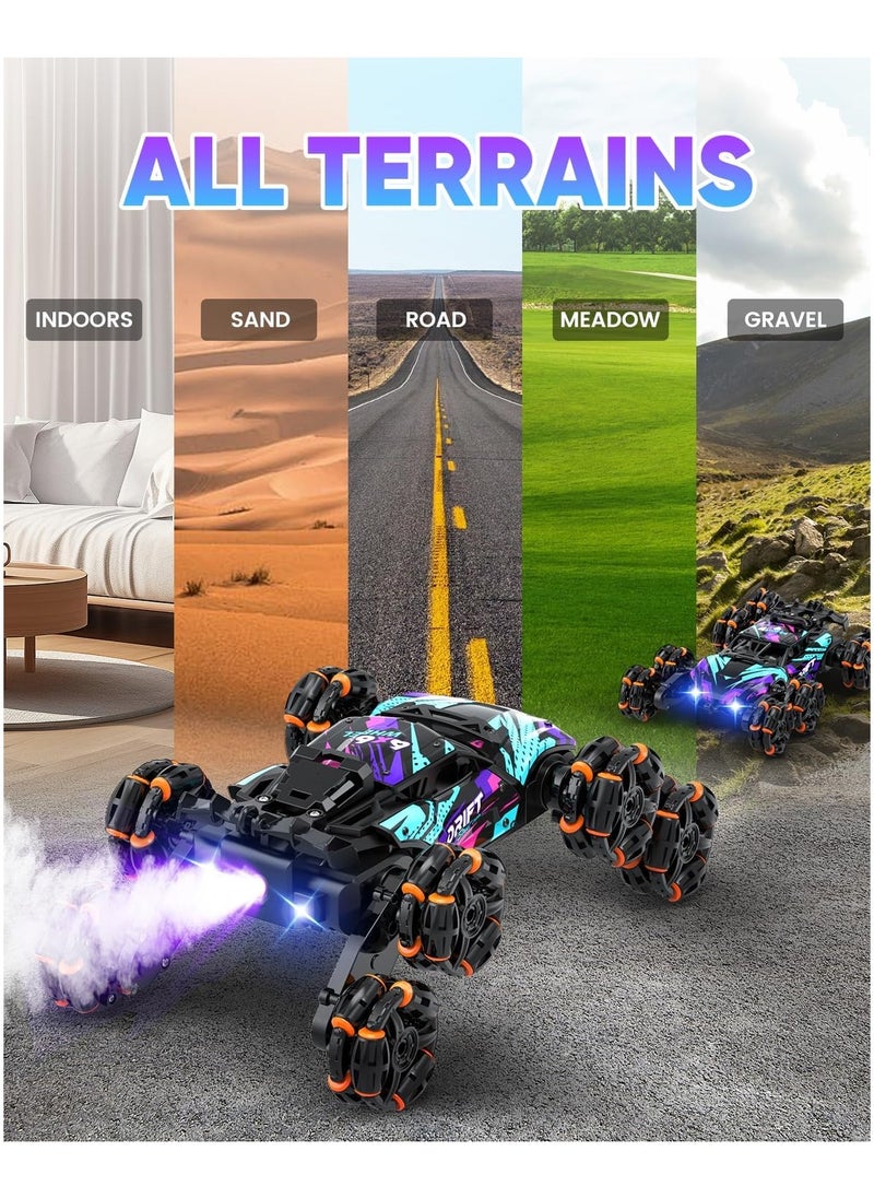 Taizz Ventures Gesture Sensing Stunt RC Car, 8WD Remote Control Climbing Drift Car Toy for Kids Ages 6-12, Transforming Off-Road Vehicle with Lights & Music, Perfect Birthday Boys & Girls, Blue  - Image 3