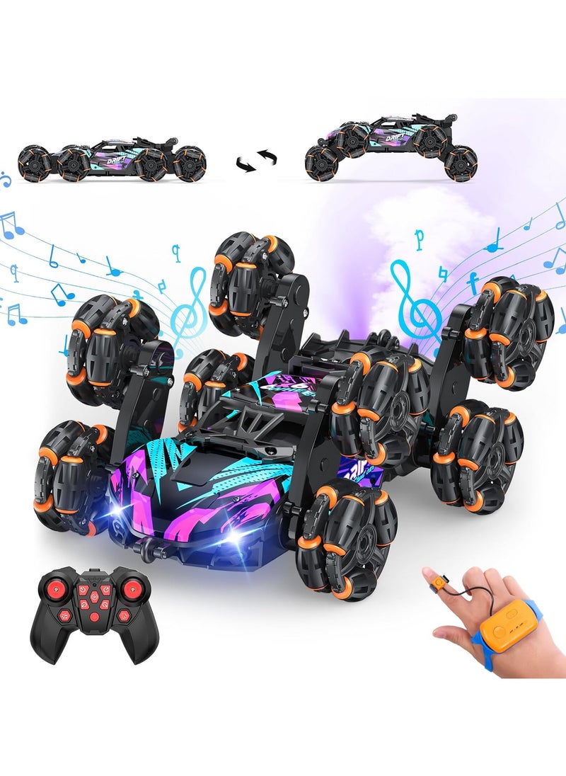 Taizz Ventures Gesture Sensing Stunt RC Car, 8WD Remote Control Climbing Drift Car Toy for Kids Ages 6-12, Transforming Off-Road Vehicle with Lights & Music, Perfect Birthday Boys & Girls, Blue  - Image 1