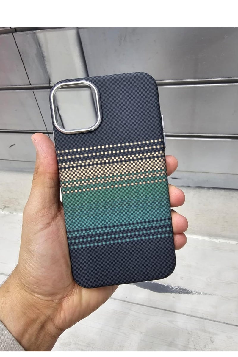 إيروريكس جراب هاتف متوافق مع iPhone 15 Pro، غطاء واقٍ خفيف الوزن رفيع بنمط مربعات زرقاء داكنة وأخضر، قبضة مضادة للانزلاق، امتصاص الصدمات، فتحات دقيقة، لمسة نهائية متينة أنيقة - Image 3