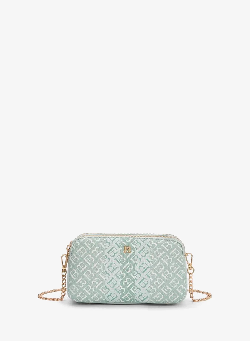 Flora Bella By Shoexpress Flora Bella Monogram Print Crossbody Bag with Chain Strap