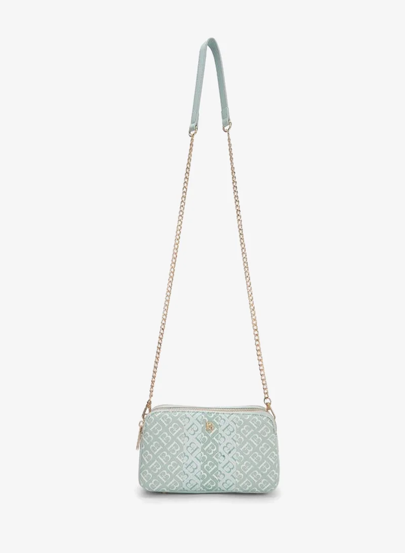 Flora Bella By Shoexpress Flora Bella Monogram Print Crossbody Bag with Chain Strap