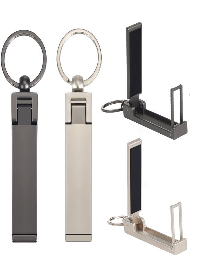 BULFULL Purse Hook for Table, Foldable Instant Bag Purse Hook Handbag Table Hanger Holder with Carabiner Set Phone Stand (Platinum+Black) - Image 1