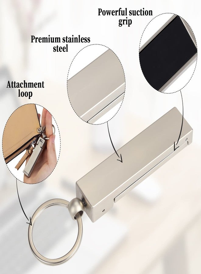 BULFULL Purse Hook for Table, Foldable Instant Bag Purse Hook Handbag Table Hanger Holder with Carabiner Set Phone Stand (Platinum+Black) - Image 3