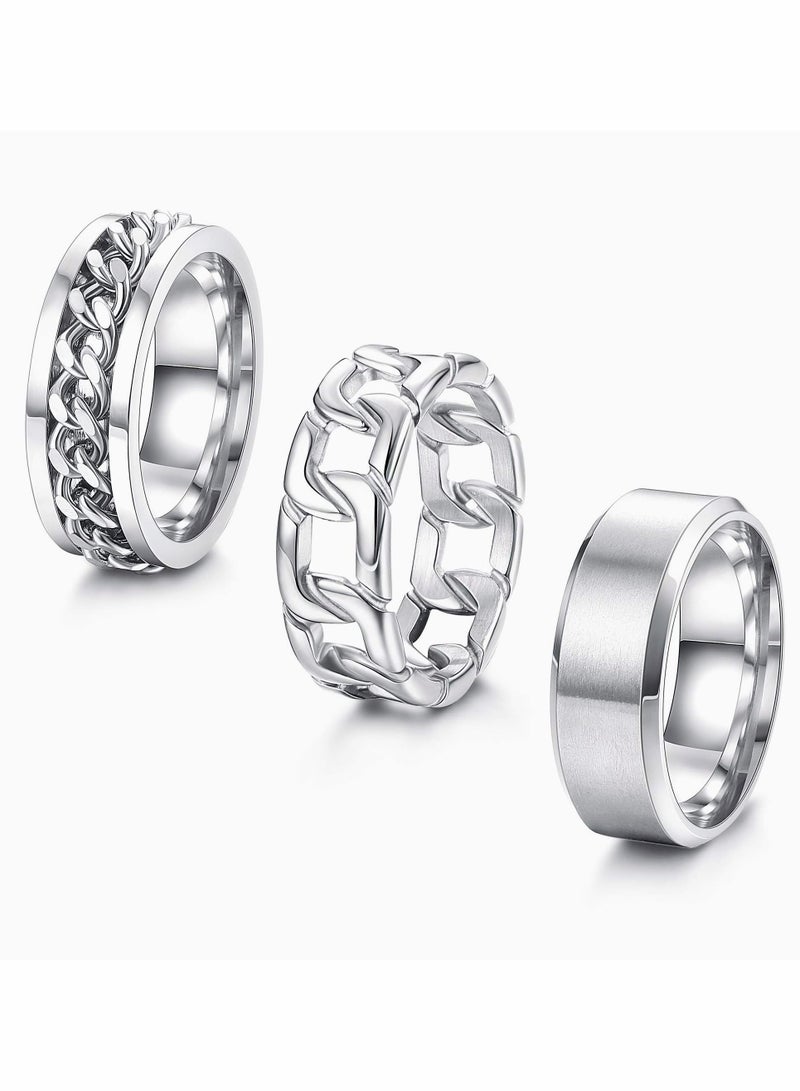سيوسي مجموعة من الفولاذ المقاوم للصدأ مشبك معدني خواتم للرجال والنساء على نطاق واسع ماتي رسم كلاسيكي بسيط خواتم الزفاف 7 8mm حجم 10 - Image 1