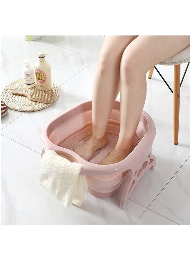 حوض استحمام للقدمين قابل للطي، حوض استحمام للحمامات الصحية للقدمين، حوض تدليك للقدم مع بكرات تدليك ومقبض حمل، مناسب لحمام الحليب وحمام الزهور - وردي - Image 2