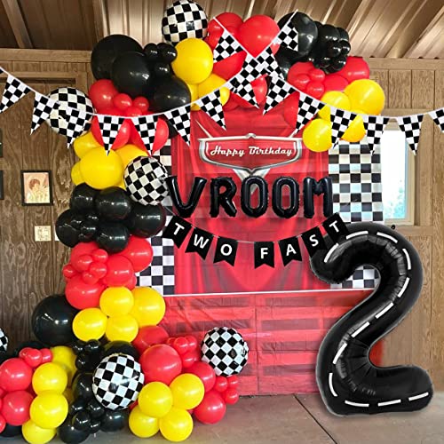 DEAPEICK 134pcs Race Car Balloon Birthday Party Supplies Decorations for Boys  Racing car Theme Party Supplies Happy Birthday Racecar Number Balloons Garland Kit Birthday Party Arch 2TWO FAST - Image 1