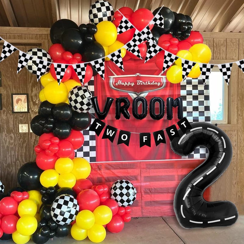 DEAPEICK 134pcs Race Car Balloon Birthday Party Supplies Decorations for Boys  Racing car Theme Party Supplies Happy Birthday Racecar Number Balloons Garland Kit Birthday Party Arch 2TWO FAST - Image 2