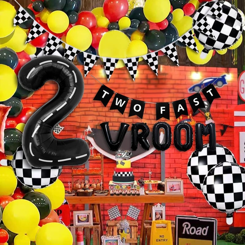 DEAPEICK 134pcs Race Car Balloon Birthday Party Supplies Decorations for Boys  Racing car Theme Party Supplies Happy Birthday Racecar Number Balloons Garland Kit Birthday Party Arch 2TWO FAST - Image 3