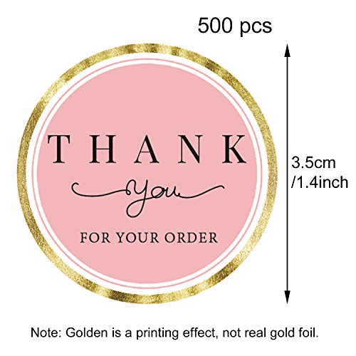 Mr.Mug 500 Chic Pink Thank You Stickers - 1.4 Inch Roll for Small Business - Image 2