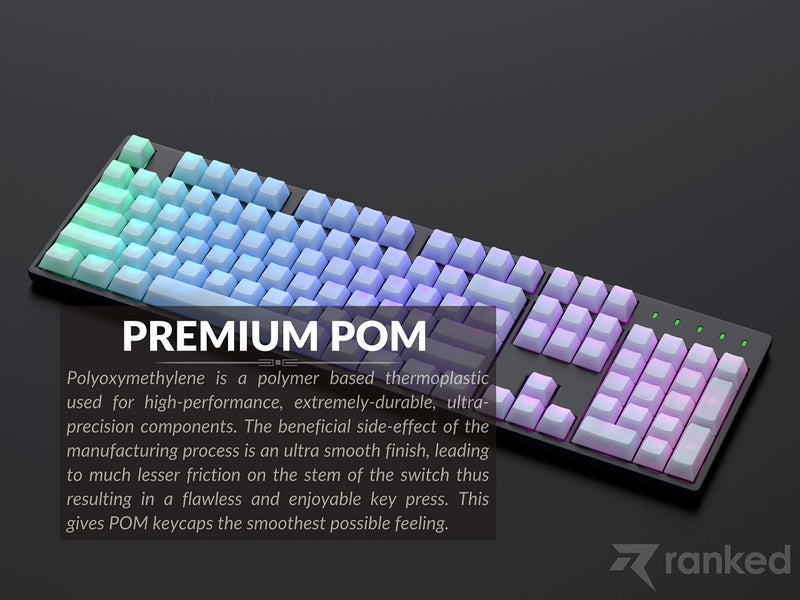 Ranked POM Jelly Premium Translucent Keycap Set | 1.45 mm Thick POM | Cherry Profile for Custom Mechanical Keyboard (White, 169 Keys) - Image 4