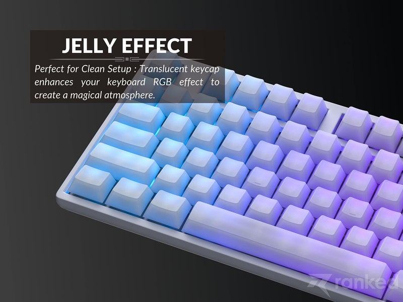 Ranked POM Jelly Premium Translucent Keycap Set | 1.45 mm Thick POM | Cherry Profile for Custom Mechanical Keyboard (White, 169 Keys) - Image 3