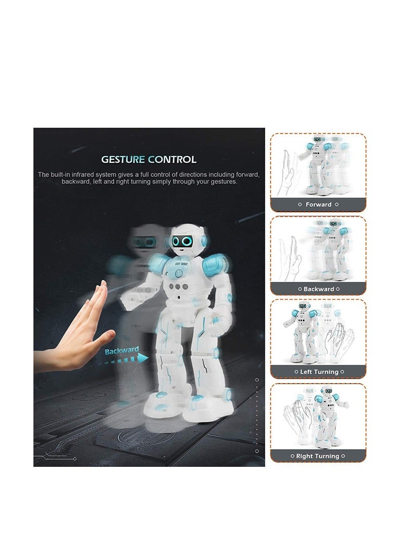 Remote Control Robot Toy, Rechargeable Gesture Control Robot Toy for Kids, Smart Intelligent Robot Educational Toy with Learning Music Programmable Walking Dancing Singing (Blue) - Image 5