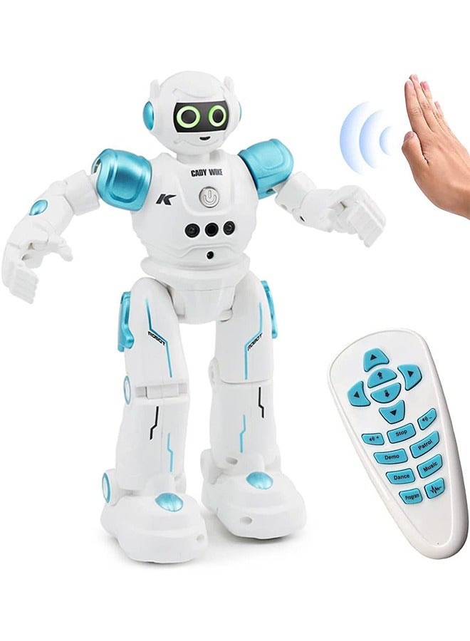 Remote Control Robot Toy, Rechargeable Gesture Control Robot Toy for Kids, Smart Intelligent Robot Educational Toy with Learning Music Programmable Walking Dancing Singing (Blue) - Image 1
