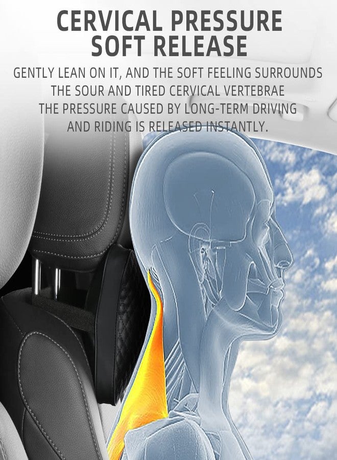 SENYAZON ZASTION SENYAZON Memory Foam Car Neck Pillow, Car Soft PU Leather Headrest Neck Support for Driving Home Office Black 2 PCS (Brown) - Image 2