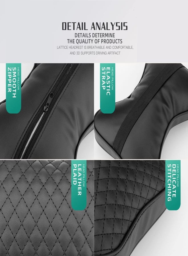 SENYAZON ZASTION SENYAZON Memory Foam Car Neck Pillow, Car Soft PU Leather Headrest Neck Support for Driving Home Office Black 2 PCS (Brown) - Image 3