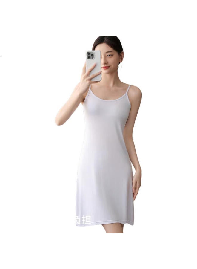 LANG SHA Langsha Women's Silk Nightgown Summer Silky Comfortable Breathable Round Neck Sling Dress Slimming All-match Can Be Worn Outside Home Service - Image 3
