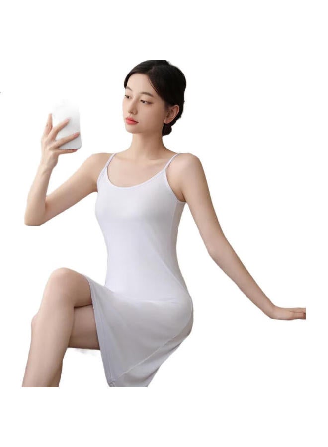 LANG SHA Langsha Women's Silk Nightgown Summer Silky Comfortable Breathable Round Neck Sling Dress Slimming All-match Can Be Worn Outside Home Service - Image 2