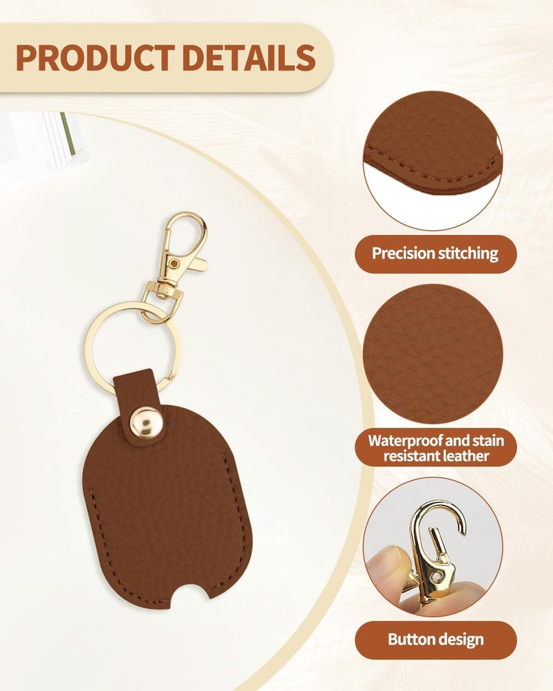 Aecsze Keychain Car Key Holder Replacement Leather Ring PU Ring Sleeve, Keychain Covers Caps Fob Case for Women, Men, Brown＋black, 5.12×1.88 - Image 3