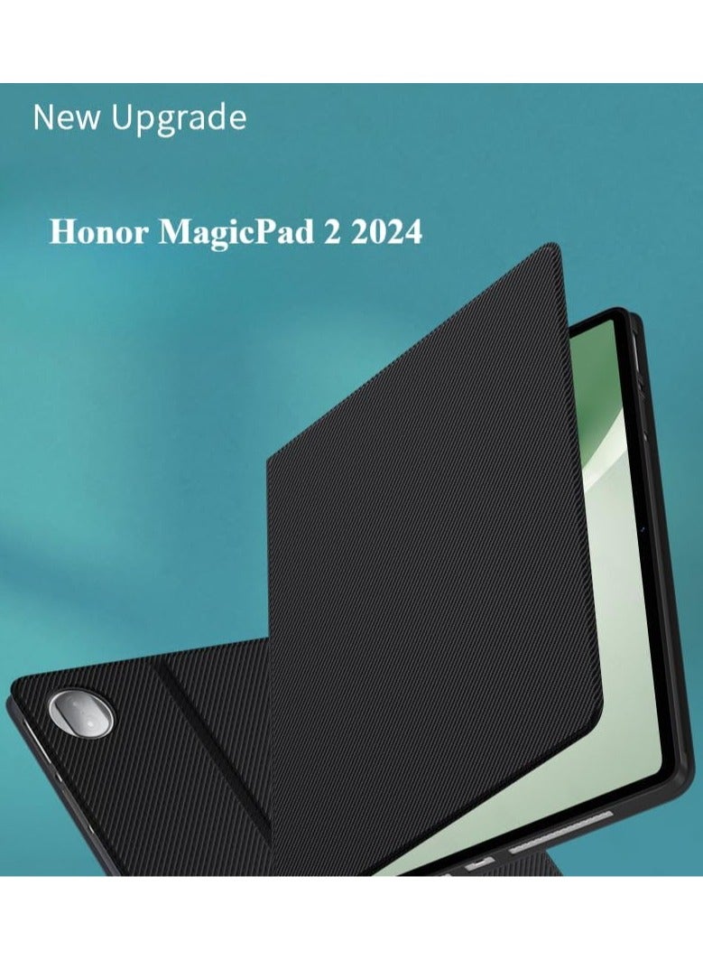عام متوافق مع جهاز Honor MagicPad 2 2024 (12.3 بوصة)، حقيبة جلدية كاملة مع غلاف سيليكون، مع وظيفة الإغلاق التلقائي والافتتاح لجهاز Magic Pad 2 مقاس 12.3 بوصة. - Image 2