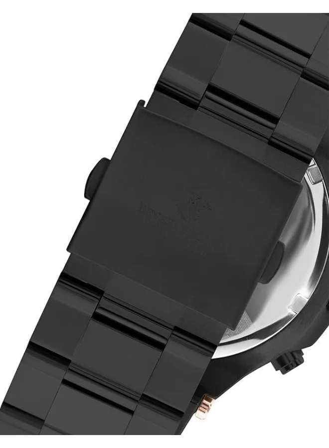 بيفرلي هيلز بولو كلوب Beverly Hills Polo Club Men's Quartz Movement Watch, Multi Function Display and Metal Strap - BP3216X.690, Black