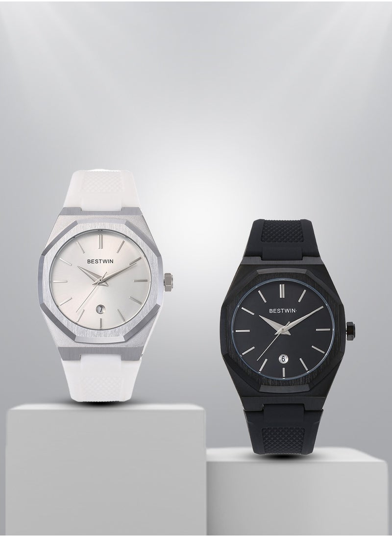 Bestwin - package of two men's watch straps with a modern and elegant design - 100% water resistant - Image 1