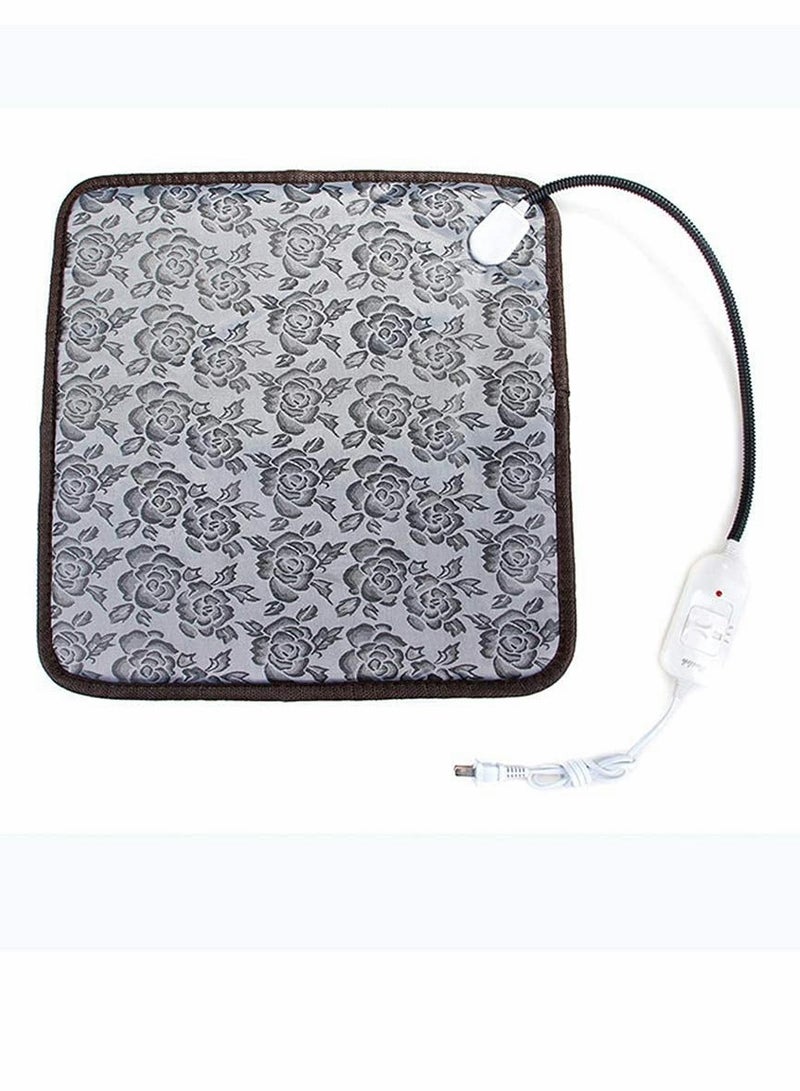 SYOSI Pet Heating Pad, Waterproof Electric Heating Mat Indoor, Adjustable Warming Mat, Pets Heated Bed With Chew Resistant Steel Cord, For Dog, Cat, Rabbit (17.7 x 17.7 Inch, Rose Pattern) - Image 2