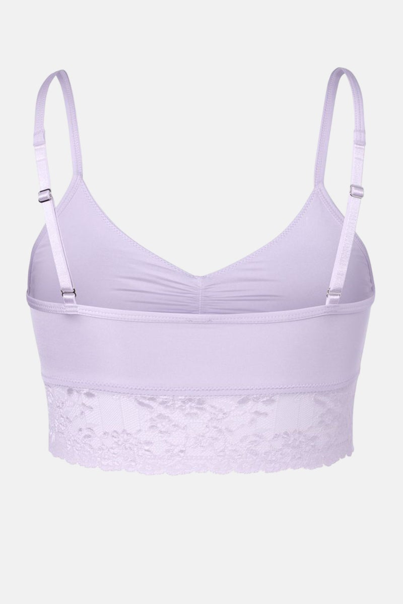 Tchibo Women Lace Hem Non-Padded Bralette, Purple - Image 3