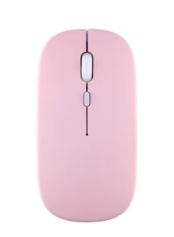 ماوس لاسلكي ضئيل قابل لإعادة الشحن بلوتوث صامت ، ماوس لاسلكي ثنائي الوضع ، USB محمول وماوس كمبيوتر بلوتوث لاسلكي 2.4G ، متوافق مع هاتف الكمبيوتر المحمول iPad (وردي) - Image 1