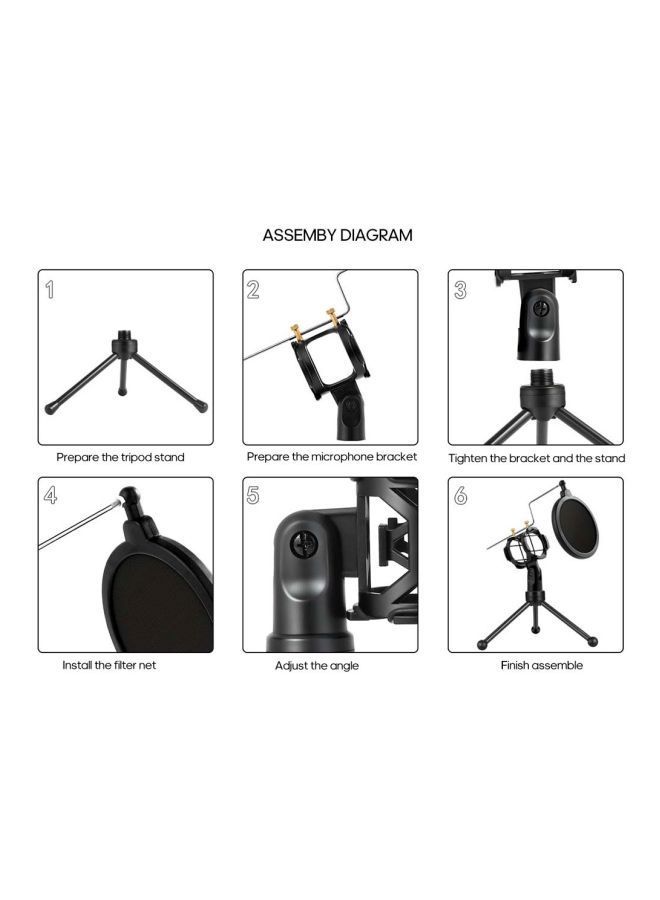 NIBEMINENT Detachable Microphone Tripod Stand 1D7665 Black - Image 5