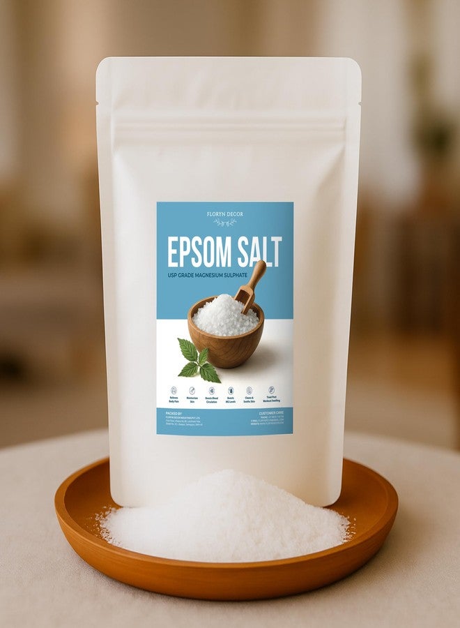 Floryn Decor Bath Salt for Body | Foot Spa, Calming, Relaxing,Muscle Pain Relief, Aromatherapy with 100% Pure & Natural Sea Salt | Epsom salt for bath | 1kg, Unscented - Image 1